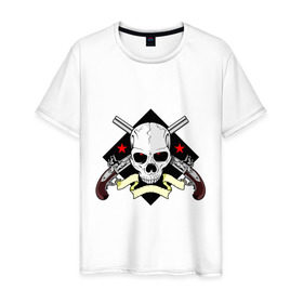 Мужская футболка хлопок с принтом Череп (5) в Курске, 100% хлопок | прямой крой, круглый вырез горловины, длина до линии бедер, слегка спущенное плечо. | скелет
