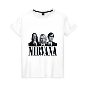 Женская футболка хлопок с принтом Nirvana (2) в Курске, 100% хлопок | прямой крой, круглый вырез горловины, длина до линии бедер, слегка спущенное плечо | cobain | nirvana | rock | smells like teen spirit | кобейн | нирвана | рок
