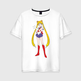 Женская футболка хлопок Oversize с принтом Sailor Moon в Курске, 100% хлопок | свободный крой, круглый ворот, спущенный рукав, длина до линии бедер
 | аниме