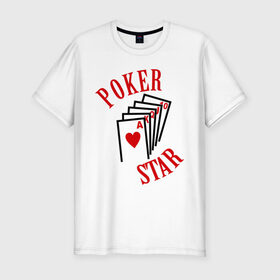 Мужская футболка премиум с принтом Poker Star в Курске, 92% хлопок, 8% лайкра | приталенный силуэт, круглый вырез ворота, длина до линии бедра, короткий рукав | Тематика изображения на принте: pokerstars