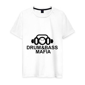 Мужская футболка хлопок с принтом Drum n Bass Mafia в Курске, 100% хлопок | прямой крой, круглый вырез горловины, длина до линии бедер, слегка спущенное плечо. | dnb | drum | mafia | бас | драм | мафия | музыка | электронная музыка