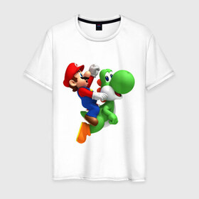 Мужская футболка хлопок с принтом Mario в Курске, 100% хлопок | прямой крой, круглый вырез горловины, длина до линии бедер, слегка спущенное плечо. | mario | nintendo | videogames | аркада | видеоигры | нинтендо | приставки