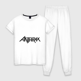 Женская пижама хлопок с принтом Anthrax в Курске, 100% хлопок | брюки и футболка прямого кроя, без карманов, на брюках мягкая резинка на поясе и по низу штанин | anthrax | hard rock | metal | rock | логотип | метал | музыка | рок | рок группа | рок группы | хард рок