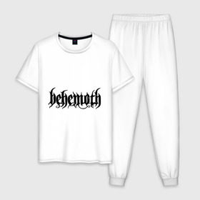 Мужская пижама хлопок с принтом Behemoth в Курске, 100% хлопок | брюки и футболка прямого кроя, без карманов, на брюках мягкая резинка на поясе и по низу штанин
 | behemoth | metal | группы | логотипы | метал | польша | рок