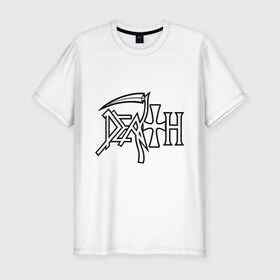 Мужская футболка премиум с принтом Death в Курске, 92% хлопок, 8% лайкра | приталенный силуэт, круглый вырез ворота, длина до линии бедра, короткий рукав | death | hard rock | metal | rock | дэт метал | логотип | метал | музыка | рок | рок группа | рок группы | хард | хард рок