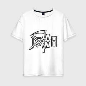 Женская футболка хлопок Oversize с принтом Death в Курске, 100% хлопок | свободный крой, круглый ворот, спущенный рукав, длина до линии бедер
 | death | hard rock | metal | rock | дэт метал | логотип | метал | музыка | рок | рок группа | рок группы | хард | хард рок