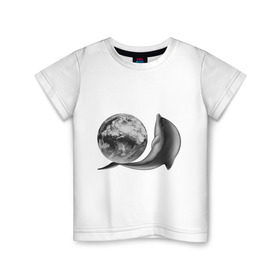 Детская футболка хлопок с принтом Дельфинчик с шаром в Курске, 100% хлопок | круглый вырез горловины, полуприлегающий силуэт, длина до линии бедер | Тематика изображения на принте: глобус | дельфин | дельфинчик | земля | шар