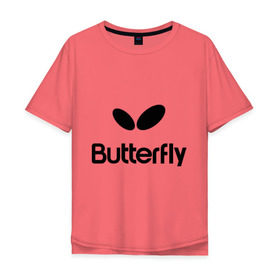 Мужская футболка хлопок Oversize с принтом Butterfly в Курске, 100% хлопок | свободный крой, круглый ворот, “спинка” длиннее передней части | buterfly | батерфляй | настольный теннис | ракетка | теннис | теннисный корт