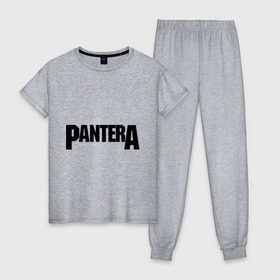 Женская пижама хлопок с принтом Pantera в Курске, 100% хлопок | брюки и футболка прямого кроя, без карманов, на брюках мягкая резинка на поясе и по низу штанин | metal | глэм | грув | группы | логотип | метал | трэш | хэви