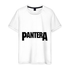 Мужская футболка хлопок с принтом Pantera в Курске, 100% хлопок | прямой крой, круглый вырез горловины, длина до линии бедер, слегка спущенное плечо. | metal | глэм | грув | группы | логотип | метал | трэш | хэви