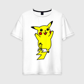 Женская футболка хлопок Oversize с принтом Покемоны5 в Курске, 100% хлопок | свободный крой, круглый ворот, спущенный рукав, длина до линии бедер
 | pokemon | пикачу | покемон | покемоны | покимон