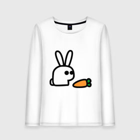 Женский лонгслив хлопок с принтом Заяц и моркоФка в Курске, 100% хлопок |  | животные | зайка | зайчишка | зайчонок | заяц | кролик | морковка