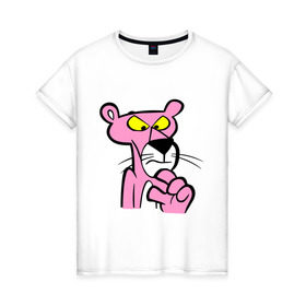 Женская футболка хлопок с принтом Розовая пантера (3) в Курске, 100% хлопок | прямой крой, круглый вырез горловины, длина до линии бедер, слегка спущенное плечо | pink panther | розовая пантера