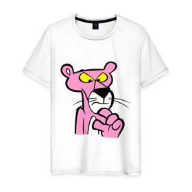 Мужская футболка хлопок с принтом Розовая пантера (3) в Курске, 100% хлопок | прямой крой, круглый вырез горловины, длина до линии бедер, слегка спущенное плечо. | Тематика изображения на принте: pink panther | розовая пантера