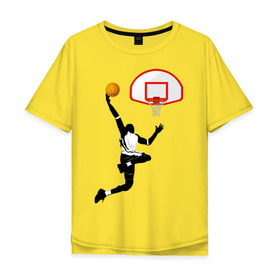 Мужская футболка хлопок Oversize с принтом Баскетбол в Курске, 100% хлопок | свободный крой, круглый ворот, “спинка” длиннее передней части | basket | basketball | баскетболист | баскетбольное кольцо | бросок