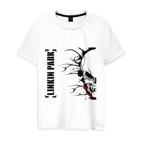 Мужская футболка хлопок с принтом Linkin Park (5) в Курске, 100% хлопок | прямой крой, круглый вырез горловины, длина до линии бедер, слегка спущенное плечо. | скелет