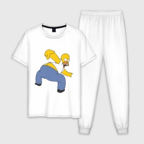 Мужская пижама хлопок с принтом homer ass в Курске, 100% хлопок | брюки и футболка прямого кроя, без карманов, на брюках мягкая резинка на поясе и по низу штанин
 | гомер