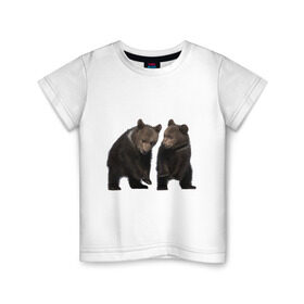 Детская футболка хлопок с принтом Медвежата в Курске, 100% хлопок | круглый вырез горловины, полуприлегающий силуэт, длина до линии бедер | медведи | медвежата