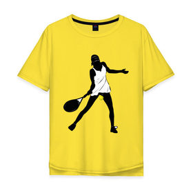 Мужская футболка хлопок Oversize с принтом Теннисистка в Курске, 100% хлопок | свободный крой, круглый ворот, “спинка” длиннее передней части | tennis | ракетка | тенис | теннис | теннисистка | теннисный корт