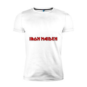 Мужская футболка премиум с принтом Iron Maiden в Курске, 92% хлопок, 8% лайкра | приталенный силуэт, круглый вырез ворота, длина до линии бедра, короткий рукав | Тематика изображения на принте: iron maiden | айрон майден | панк | рок | символика iron maiden