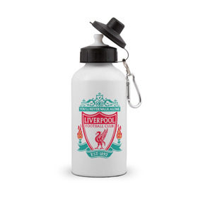Бутылка спортивная с принтом Liverpool в Курске, металл | емкость — 500 мл, в комплекте две пластиковые крышки и карабин для крепления | ливерпуль