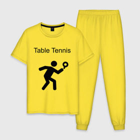 Мужская пижама хлопок с принтом Table Tennis в Курске, 100% хлопок | брюки и футболка прямого кроя, без карманов, на брюках мягкая резинка на поясе и по низу штанин
 | tennis