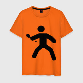 Мужская футболка хлопок с принтом Ping pong в Курске, 100% хлопок | прямой крой, круглый вырез горловины, длина до линии бедер, слегка спущенное плечо. | Тематика изображения на принте: ping pong | игра в пин понг | пин понг