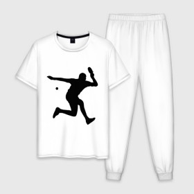 Мужская пижама хлопок с принтом Table tennis training в Курске, 100% хлопок | брюки и футболка прямого кроя, без карманов, на брюках мягкая резинка на поясе и по низу штанин
 | tennis