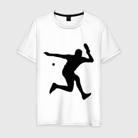 Мужская футболка хлопок с принтом Table tennis training в Курске, 100% хлопок | прямой крой, круглый вырез горловины, длина до линии бедер, слегка спущенное плечо. | Тематика изображения на принте: tennis