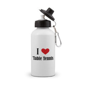 Бутылка спортивная с принтом Я люблю настольный теннис в Курске, металл | емкость — 500 мл, в комплекте две пластиковые крышки и карабин для крепления | tennis