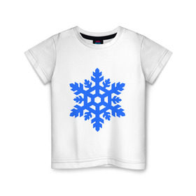 Детская футболка хлопок с принтом Cнежинка в Курске, 100% хлопок | круглый вырез горловины, полуприлегающий силуэт, длина до линии бедер | Тематика изображения на принте: new year | для зимы | нг | новогодний | новый год | снег | снежинка