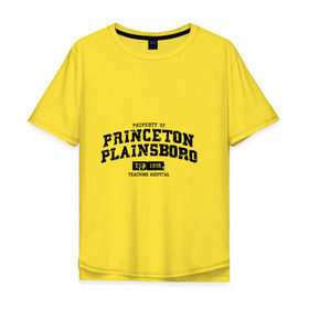 Мужская футболка хлопок Oversize с принтом Princeton Plainsboro в Курске, 100% хлопок | свободный крой, круглый ворот, “спинка” длиннее передней части | Тематика изображения на принте: everybody lies | haus | house | plainsboro | princeton | все лгут | доктор | хауз | хаус | хью лори