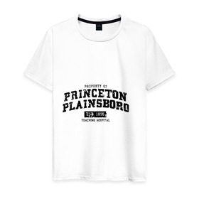 Мужская футболка хлопок с принтом Princeton Plainsboro в Курске, 100% хлопок | прямой крой, круглый вырез горловины, длина до линии бедер, слегка спущенное плечо. | everybody lies | haus | house | plainsboro | princeton | все лгут | доктор | хауз | хаус | хью лори