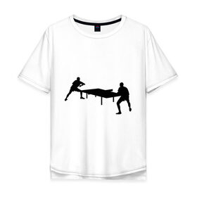 Мужская футболка хлопок Oversize с принтом Теннисисты в Курске, 100% хлопок | свободный крой, круглый ворот, “спинка” длиннее передней части | tennis