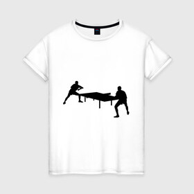 Женская футболка хлопок с принтом Теннисисты в Курске, 100% хлопок | прямой крой, круглый вырез горловины, длина до линии бедер, слегка спущенное плечо | tennis