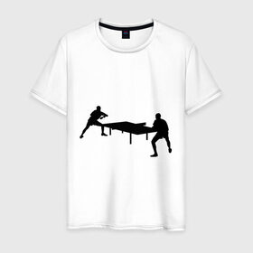 Мужская футболка хлопок с принтом Теннисисты в Курске, 100% хлопок | прямой крой, круглый вырез горловины, длина до линии бедер, слегка спущенное плечо. | Тематика изображения на принте: tennis