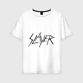 Женская футболка хлопок Oversize с принтом Slayer (2) в Курске, 100% хлопок | свободный крой, круглый ворот, спущенный рукав, длина до линии бедер
 | alternative rock | pank | punk | rock | альтернативный рок | метал | панк | рок | тяжелая музыка | хард рок | хеви метал