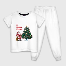 Детская пижама хлопок с принтом Ded Moroz в Курске, 100% хлопок |  брюки и футболка прямого кроя, без карманов, на брюках мягкая резинка на поясе и по низу штанин
 | 2012 | new year | дед | дед мороз | елка | елочка | нг | новый 2012 | новый год | подарки | санта | санта клаус