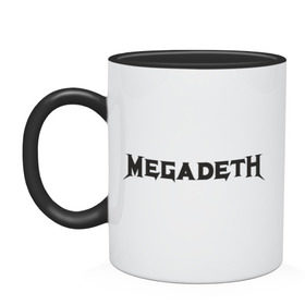 Кружка двухцветная с принтом Megadeth в Курске, керамика | объем — 330 мл, диаметр — 80 мм. Цветная ручка и кайма сверху, в некоторых цветах — вся внутренняя часть | Тематика изображения на принте: 