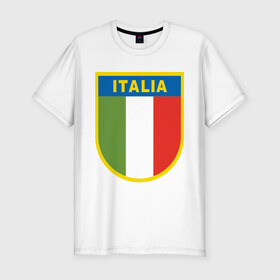 Мужская футболка премиум с принтом Italy в Курске, 92% хлопок, 8% лайкра | приталенный силуэт, круглый вырез ворота, длина до линии бедра, короткий рукав | итальянский фк | футбол италии | футбольный клуб италии