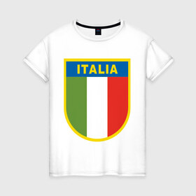 Женская футболка хлопок с принтом Italy в Курске, 100% хлопок | прямой крой, круглый вырез горловины, длина до линии бедер, слегка спущенное плечо | итальянский фк | футбол италии | футбольный клуб италии