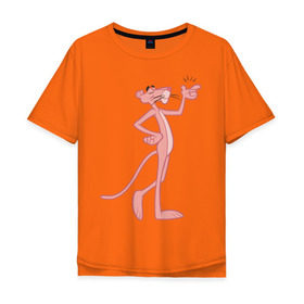 Мужская футболка хлопок Oversize с принтом PinkPanther в Курске, 100% хлопок | свободный крой, круглый ворот, “спинка” длиннее передней части | pink panther | розовая пантера