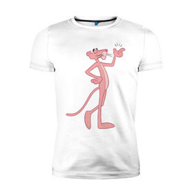 Мужская футболка премиум с принтом PinkPanther в Курске, 92% хлопок, 8% лайкра | приталенный силуэт, круглый вырез ворота, длина до линии бедра, короткий рукав | pink panther | розовая пантера