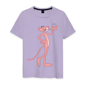 Мужская футболка хлопок с принтом PinkPanther в Курске, 100% хлопок | прямой крой, круглый вырез горловины, длина до линии бедер, слегка спущенное плечо. | Тематика изображения на принте: pink panther | розовая пантера