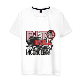 Мужская футболка хлопок с принтом Pitbull в Курске, 100% хлопок | прямой крой, круглый вырез горловины, длина до линии бедер, слегка спущенное плечо. | Тематика изображения на принте: pitbull