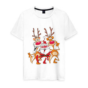 Мужская футболка хлопок с принтом Дед Мороз (8) в Курске, 100% хлопок | прямой крой, круглый вырез горловины, длина до линии бедер, слегка спущенное плечо. | 2012 | new year | дед мороз | мороз | нг | новый 2012 | новый год | олень | санта | санта клаус