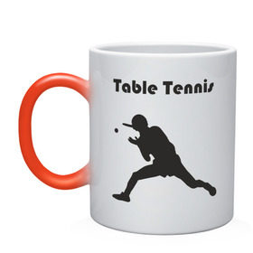 Кружка хамелеон с принтом Настольный теннис (14) в Курске, керамика | меняет цвет при нагревании, емкость 330 мл | настольный теннис | ракетка | тенис | теннис | теннисист
