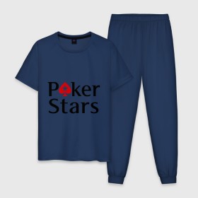 Мужская пижама хлопок с принтом Poker Stars в Курске, 100% хлопок | брюки и футболка прямого кроя, без карманов, на брюках мягкая резинка на поясе и по низу штанин
 | pokerstars