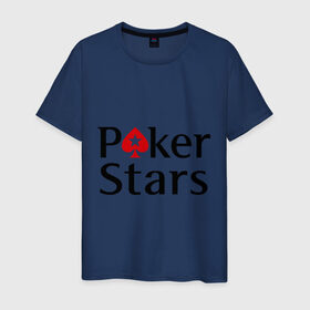 Мужская футболка хлопок с принтом Poker Stars в Курске, 100% хлопок | прямой крой, круглый вырез горловины, длина до линии бедер, слегка спущенное плечо. | Тематика изображения на принте: pokerstars