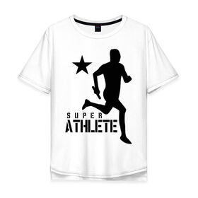 Мужская футболка хлопок Oversize с принтом Лёгкая атлетика (4) в Курске, 100% хлопок | свободный крой, круглый ворот, “спинка” длиннее передней части | атлет | бег | бегун | легкая атлетика | марафон | марафонец | спринтер